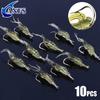 10pcs Soft Silicone Luminous Simulation Shrimp Shaped Fishing Lure With Hook, Bait Kit For Outdoor, Fishing Accessories