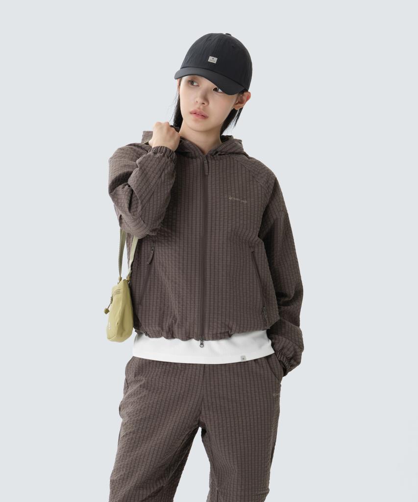 SNOWPEAK APPAREL Check Seersucker Women'S Jacket (S26Fwfjk09) Chocolate Khaki