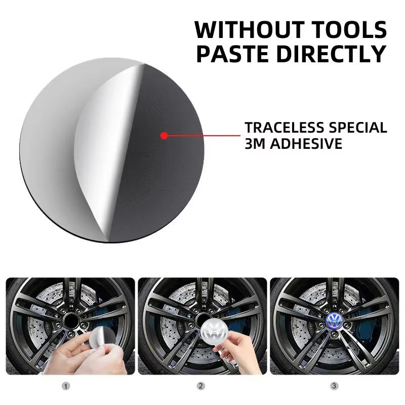 VW Car Accessories Wheel Center Cover Stickers Hub Cap Sticker Tire Valve For VW GTI Polo Passat Golf Tiguan Jetta T-ROC BeetleZF3