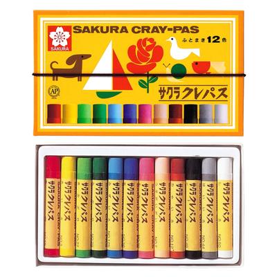 Цветные карандаши Sakura Craypas, 12 цветов, с резинкой (LP12R)