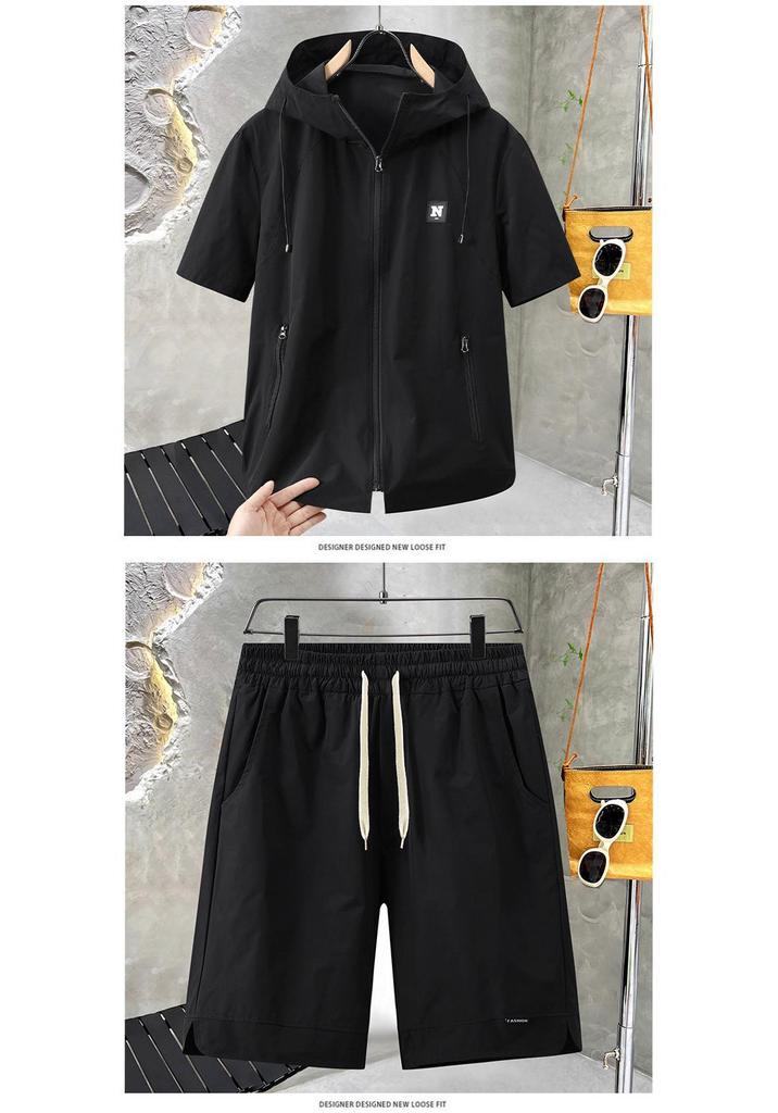 2025 Men's Quick-Dry Plus Size Sportswear Set: Loose Hooded T-shirt & Shorts for Summer