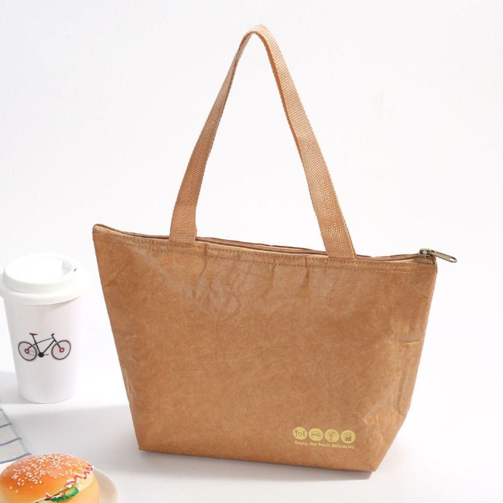Leakproof Foldable Reusable Insulation Package Tote Canvas Lunch Bag Food Hand Bags Waterproof Lunch Bag Kraft Paper Bags