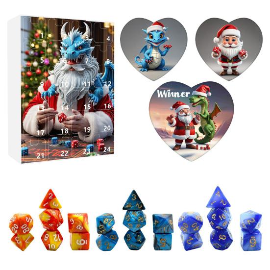 Набор игральных костей DND Адвент-календарь 2024 24-дневный обратный отсчет до Рождества Набор акриловых многогранных игральных костей для