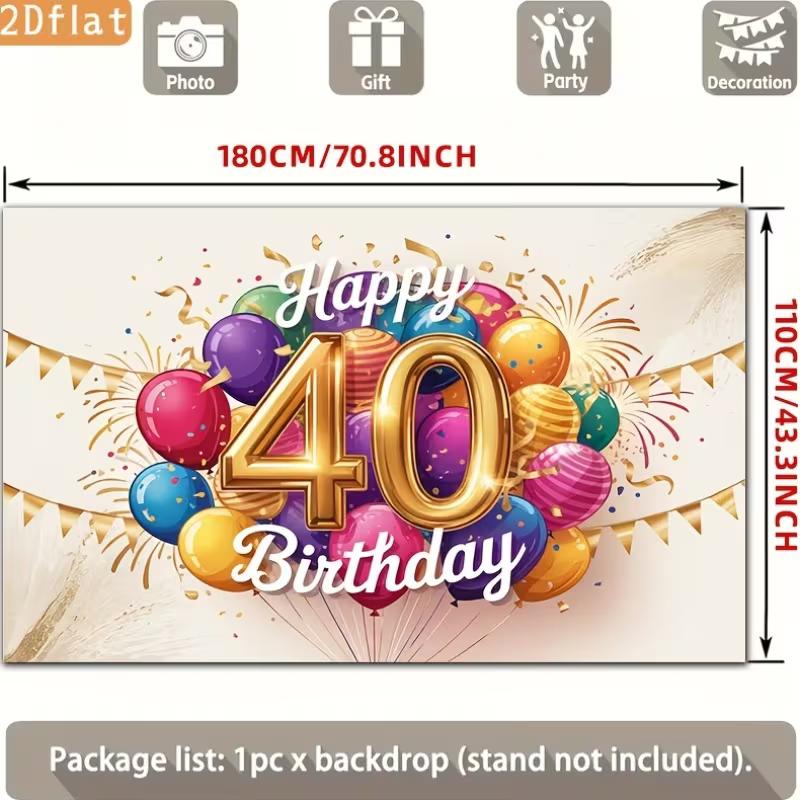 Двумерный фон для празднования 40-летия, украшенный воздушными шарами и конфетти