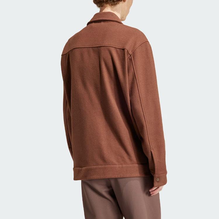 adidas Originals Premium Overshirt Solid Logo Свободная мужская куртка с длинным рукавом коричневая IS2044