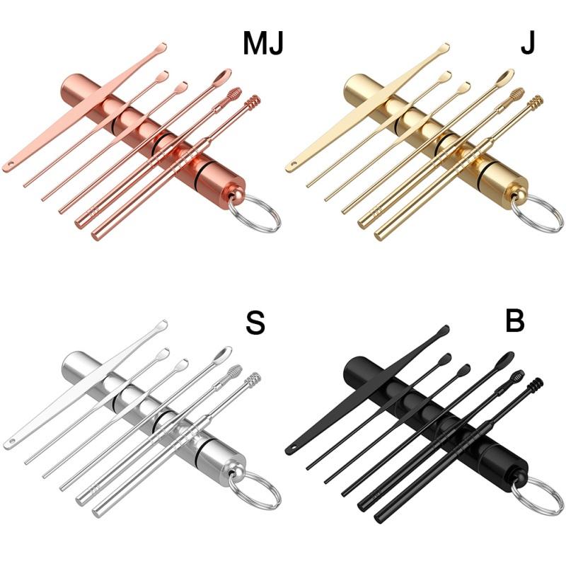 Ложка для ушей, средство для очистки ушей, 6 шт., инструмент для чистки ушей из нержавеющей стали, набор для удаления серной пробки, набор для ухода за ушами