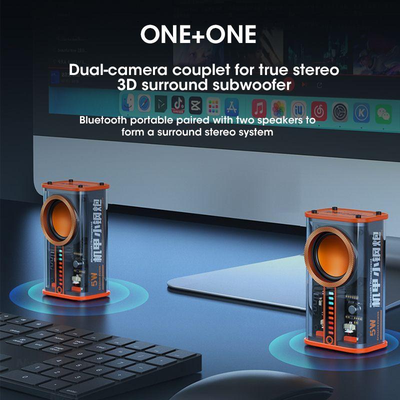 2024 K07 Прозрачный Bluetooth 5.0 динамик беспроводной небольшой стальной пушки RGB подсветка ритм TWS сабвуфер мини креативный динамик