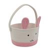 Корзина для пасхального кролика для детей, маленькая плетеная корзина из хлопковой веревки с ручкой и кроличьими ушками, пустая корзина для яиц в виде кролика для малышей и младенцев