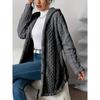 [Cozy Winter Cardigan] Warm & Cozy Women's Winter Plush Diamond-Patterned Hooded Cardigan | Longline Loose Fit Open Front Long Sleeve Coat