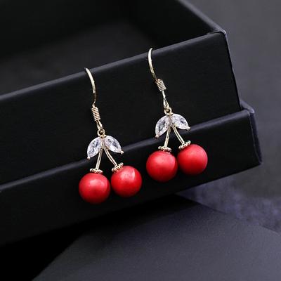 Женские серьги в стиле легкой роскоши, элегантные, простые, с милыми вишенками, модные и универсальные, с уникальным чувством дизайна