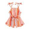 Baby Girl Sleeveless Romper Summer Vertical Stripe Print Shorts Jumpsuit Playsuit with Belt for Newborn Cute Clothes