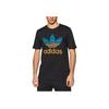 Adidas Футболка Originals Trefoil SS22 с цветным логотипом и круглым вырезом, мужские топы, черная GP0166