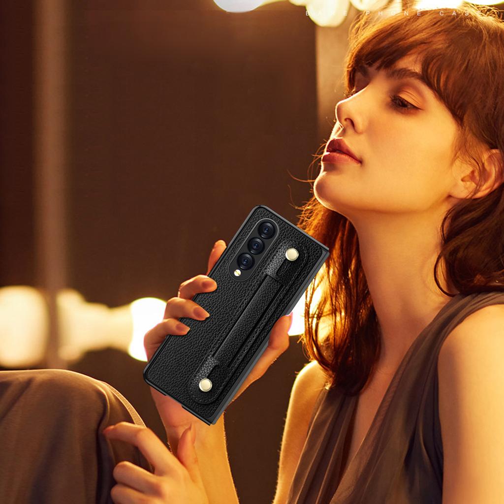 Портативный кожаный браслет с защитой от царапин для Samsung Galaxy Z Fold4 Fold 3 Fold3 Fold 4 2 Fold2 Противоударные чехлы из стеклянной пленки