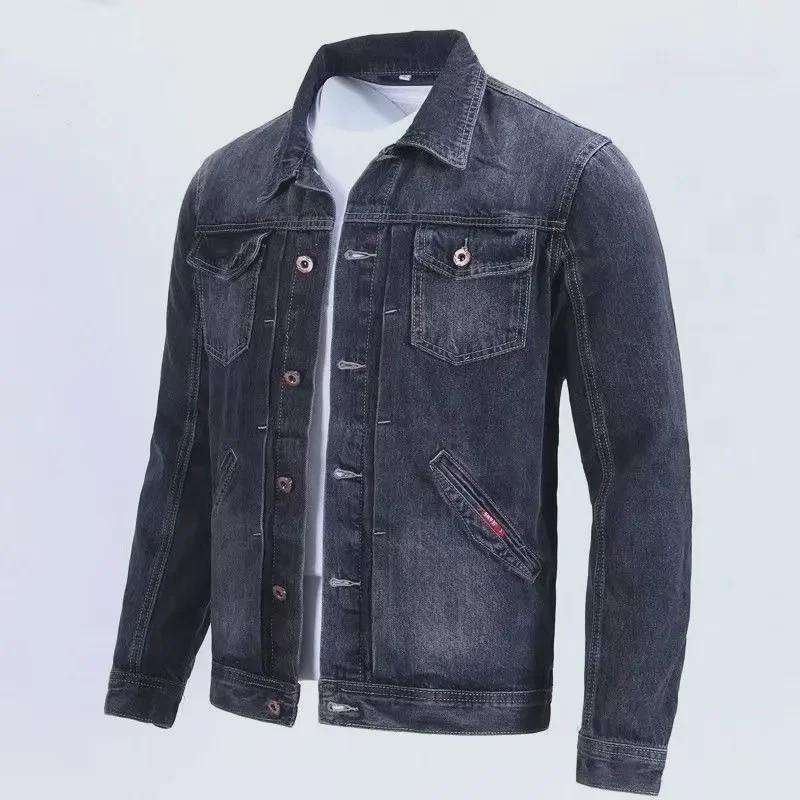 Мужская джинсовая куртка в стиле ретро: Модная повседневная приталенная верхняя одежда в корейском стиле для весны и осени.