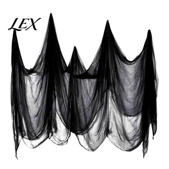 Large Scary Fabric for Walls Halloween Gauze Fabric, White/Black Creepy Cloth Spooky Hanging Decorations Haunted House Decorations, Indoor Outdoor