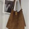 2024 Women's Suede High-End Large-Capacity Handheld Bucket and Messenger Bag for Autumn/Winter