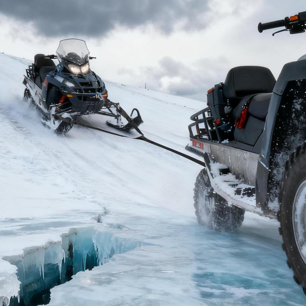 Tow Rope Heavy-Duty Safety Tool With Hook Snowmobile Sled Pull Tow Strap For Winter Off Road Adventures Camping Snowboards Trail