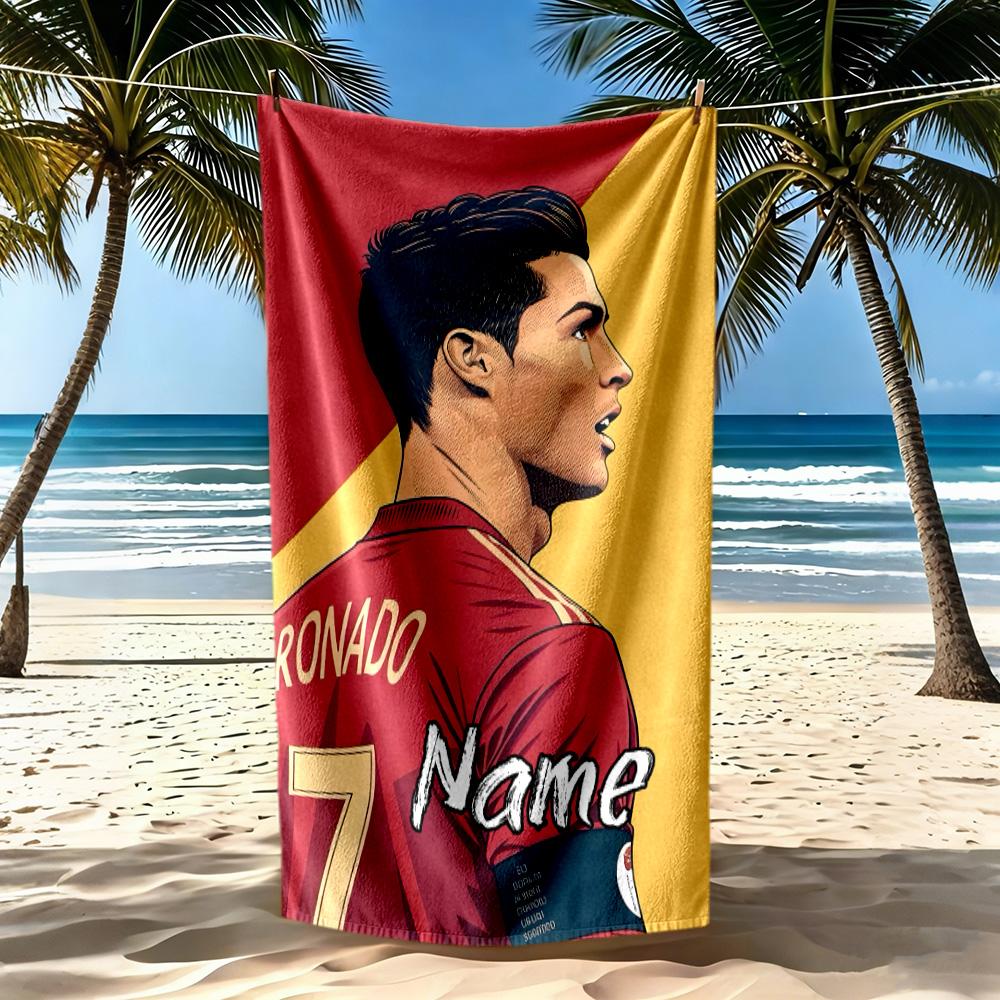Ronaldo's Legacy Continues Customized Name Beach Towel Soft Durable Quick-Dry Perfect for Traveling Yoga Camping and Swimming