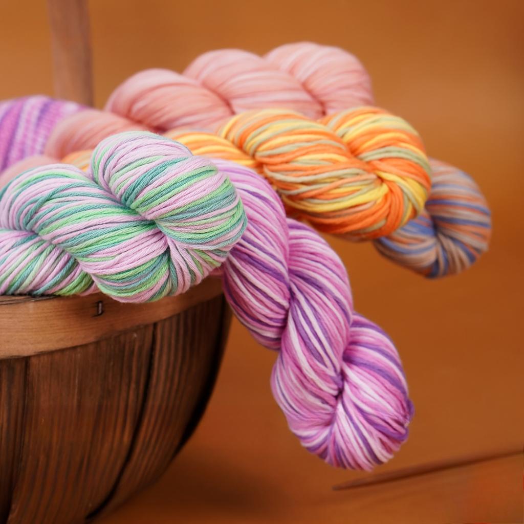 4-Pack Cotton Yarn 200g (4x50g ) Breathable Soft Woven Thread for Knitting Crochet Mixed Colors Lightweight for Sweaters Yarns