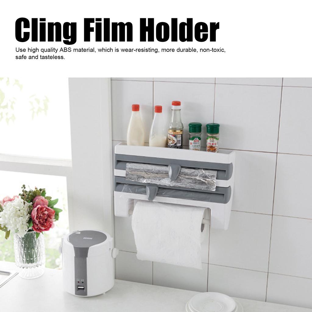 Стойка для хранения пищевой пленки Диспенсер для cling film с резаком Держатель для бумажных полотенец Кухонные принадлежности