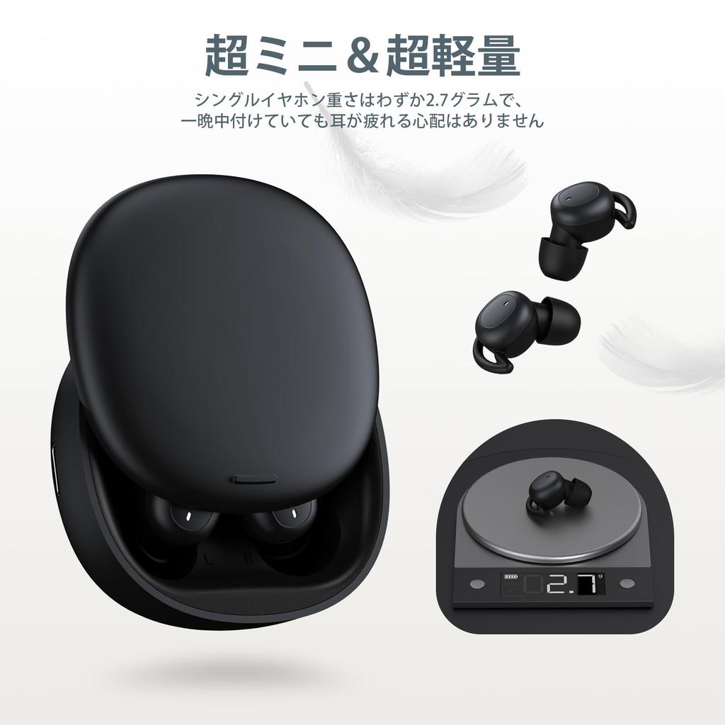 Jiwuzhineng Беспроводные для сна Обновленный Bluetooth Безболезненные Беспроводные Высокий Звук Раздельные Левый и Правый Сенсорные Автоматические Быстрые Совместимы с iOS и Черный