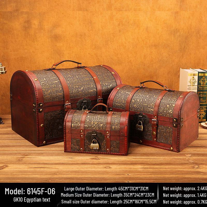 Vintage Lockable Wooden Storage Box - Pirate Prop and Household Organizer