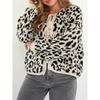 Новый трикотажный кардиган с круглым вырезом и шнуровкой с леопардовым принтом для женщин, осенне-зимний, модный уличный свитер-пальто