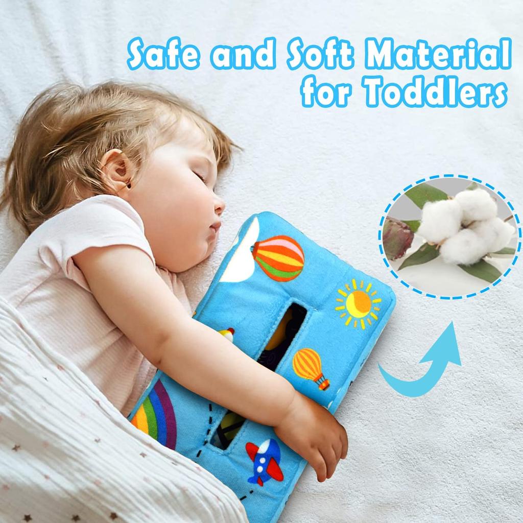 Волшебная коробка для салфеток, детская игрушка, мягкие сенсорные игрушки Монтессори для детей 0-6-12 месяцев, высококонтрастные детские игрушки для новорожденных, малышей, подарок для младенцев