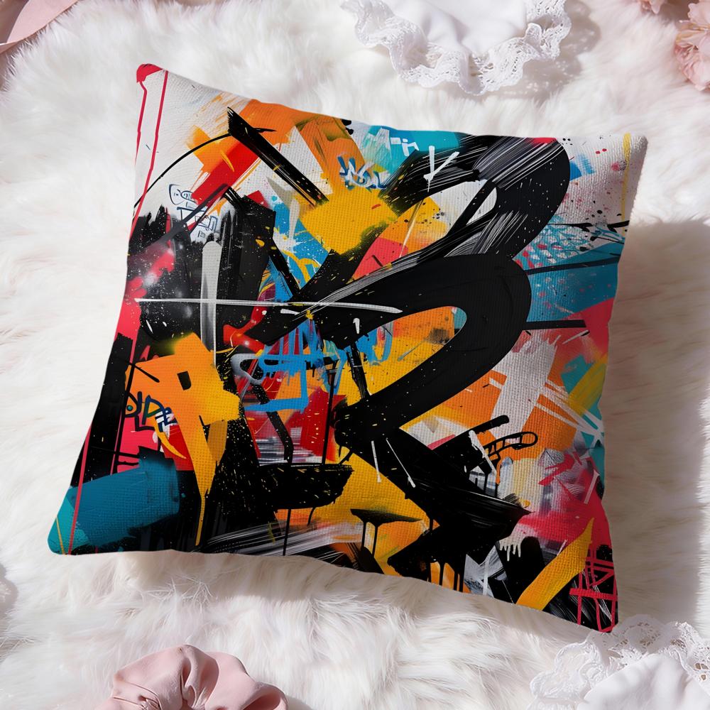 Street Graffiti Texture Cushion Cover Premium Comfort Reversible Pillow Cove Two in One Design for Any Room Car Interior