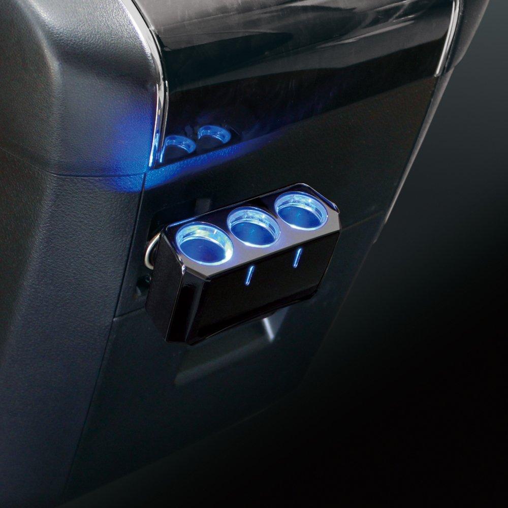 Tsuchiya Yac PZ-737 Автоаксессуары Разветвитель гнезда Прикуривателя Кольцевая подсветка Гнездо Прикуривателя Тройное направление Черный