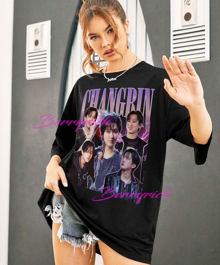 Changbin Retro 90s Kpop Graphic Tee, Stray Kids Fan Apparel