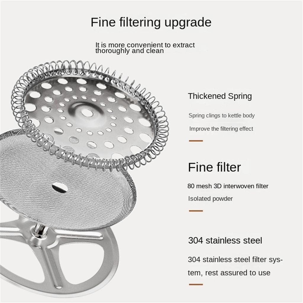 Французский горшок под давлением из утолщенного боросиликатного стекла, фильтр для кофе, посуда, чайник, ручной пунш для кофе