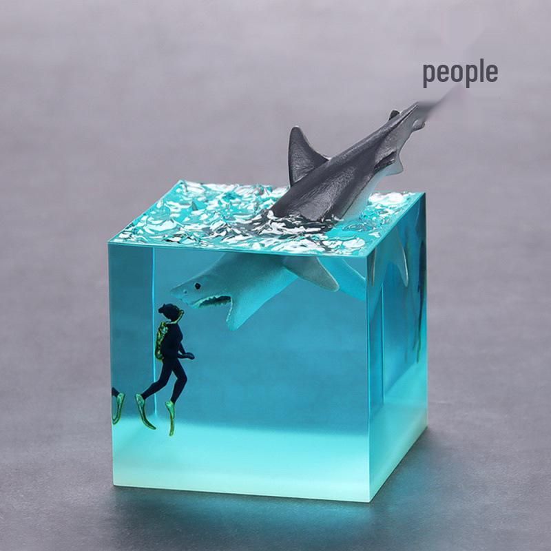 Светящийся кит-горбач, смоляной куб, ночник, украшение