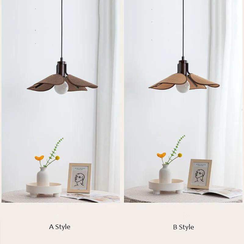 Японская тканевая люстра Hoom Decor Обеденный стол Подвесной светильник Светодиодное освещение для гостиной Спальня Лампа E27 Внутренний светильник