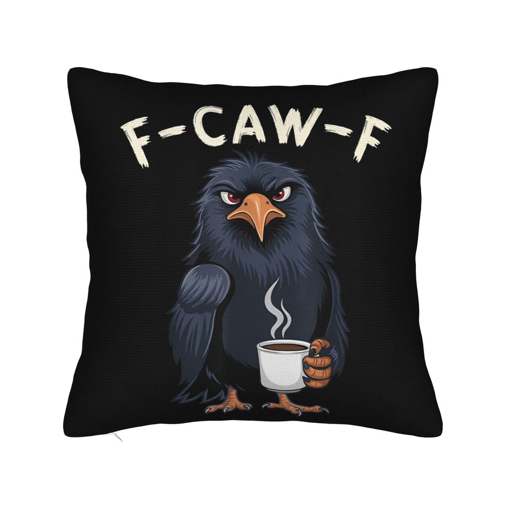 FCawF Meme Square Pillow Case Funny Black Bird Moon Cushion Cover Novelty Polyester Decor Pillowcase for Home 45x45cm