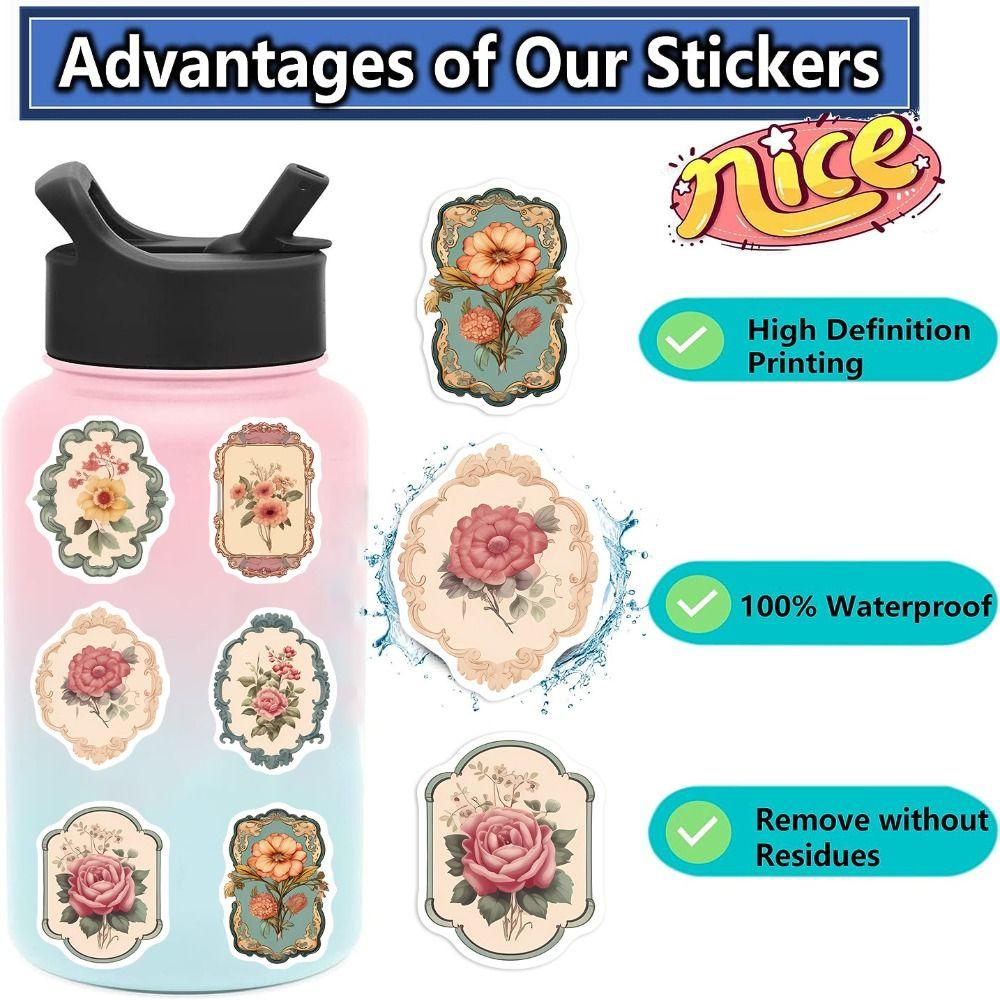 50PCS Retro Design Mirror Graffiti Stickers Waterproof DIY Decorative Stickers Notebook Decoration