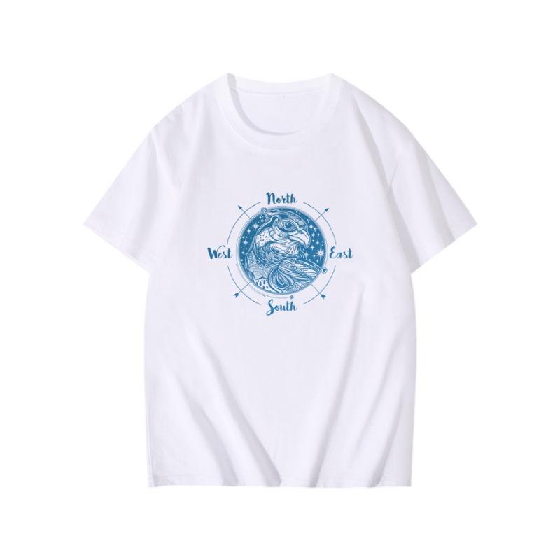 Летняя Свободная рубашка свободного покроя из чистого хлопка с принтом, с круглым вырезом и короткими рукавами, футболки мужские