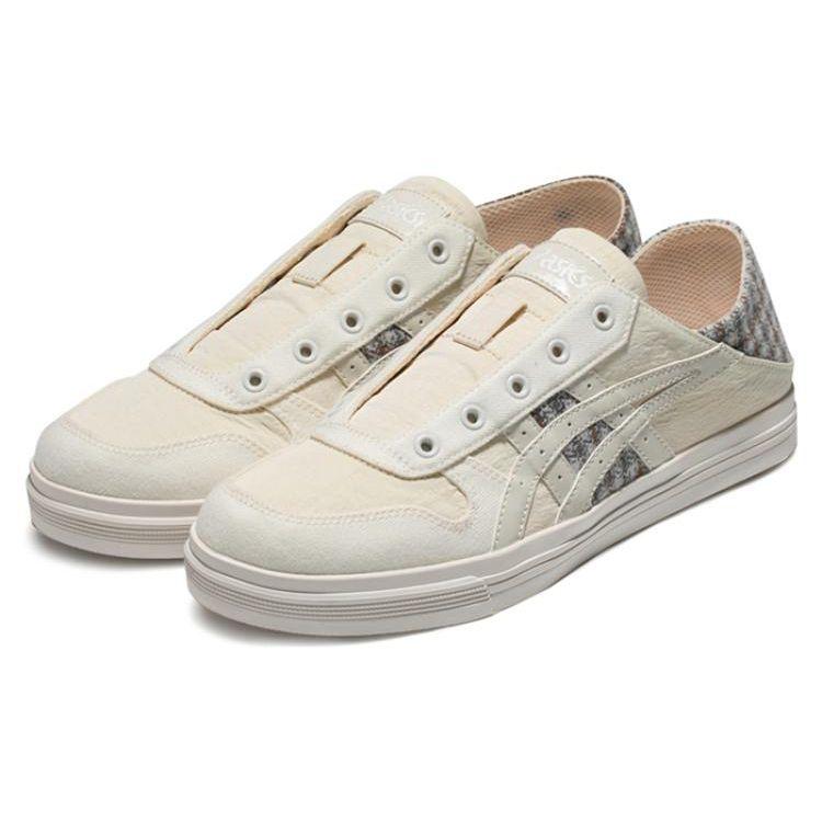 Asics Aaron Слипоны Ткань Синтетическая кожа Холст Удобные Универсальные Низкие Повседневные Кроссовки Унисекс Белый Серый 1203A318-200