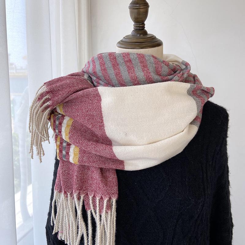 Plaid Tassel Scarf - Soft Imitation Fleece, Warm & Windproof Shawl for Men and Women, Perfect for Autumn and Winter Outdoor Fashion