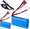 2Pcs 7.4V 1500mAh Li-Ion High Discharge Battery with T Plug and USB Charger – For RC Car T40 F49 – Stable Power, 15C