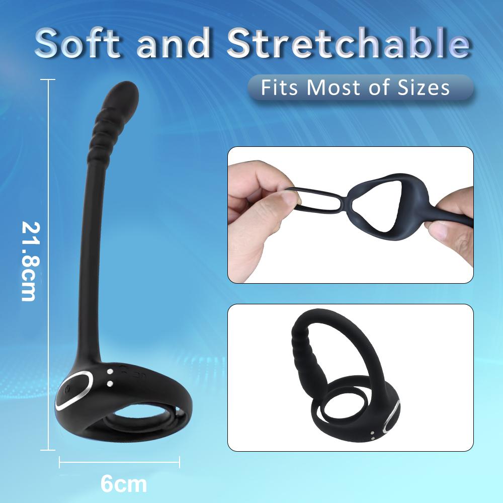 Penis Ring Vibrator Vibrating Cock Ring Remote Control Anal Butt Plug Prostate Massager Male Masturbator Anal Sex Toy for Man