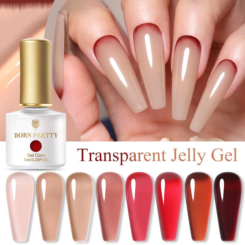 Born Pretty Красный желе прозрачный гель для ногтей 7 мл розовый телесный цвет замачиваемый гель-лак для ногтей для дизайна маникюра дома салон DIY