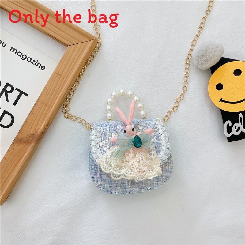 Bag Crossbody Kid With Pearl Handle And Flower Bear Rabbit Decoration