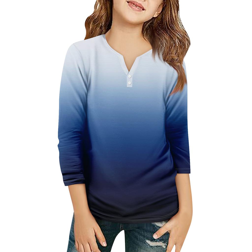 Детская футболка с рукавом 3/4, повседневная футболка с принтом, круглый вырез, блузка-пуловер