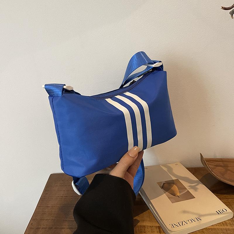 Nylon Cloth Bag Women's Large-capacity Bag Autumn New Simple Casual Striped Shoulder Bag Broadband Messenger Bag