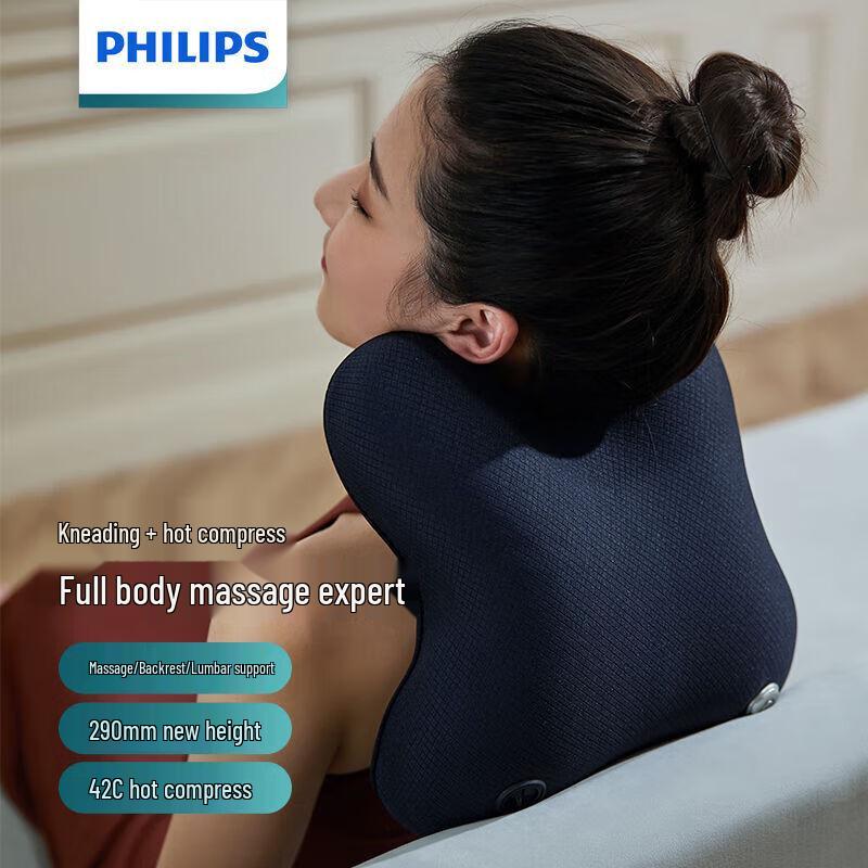 Philips PPM3101B Lumbar & Back Mini Massage Cushion with Heat