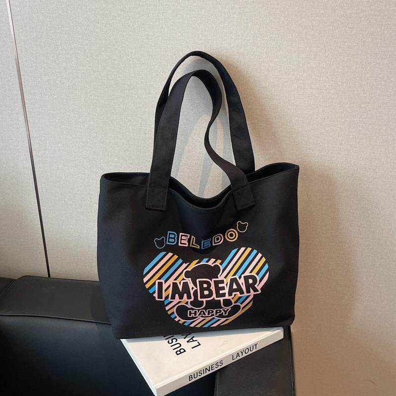 Вместительная сумка-тоут, универсальная мультяшная на плечо, сумка для поездок на работу, женская летняя новая повседневная холщовая сумка