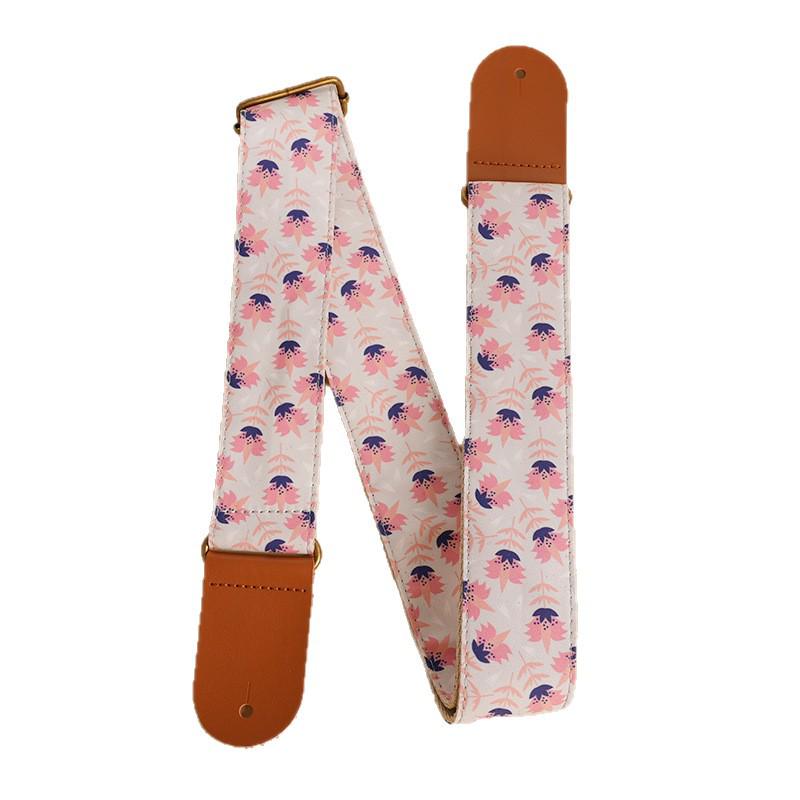 Kapok Flower Pattern Pink Guitar Crossbody Strap PO-020