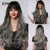 European & American Style Gradient Gray Long Curly Cosplay Wig with Anime Bangs for Halloween & Christmas