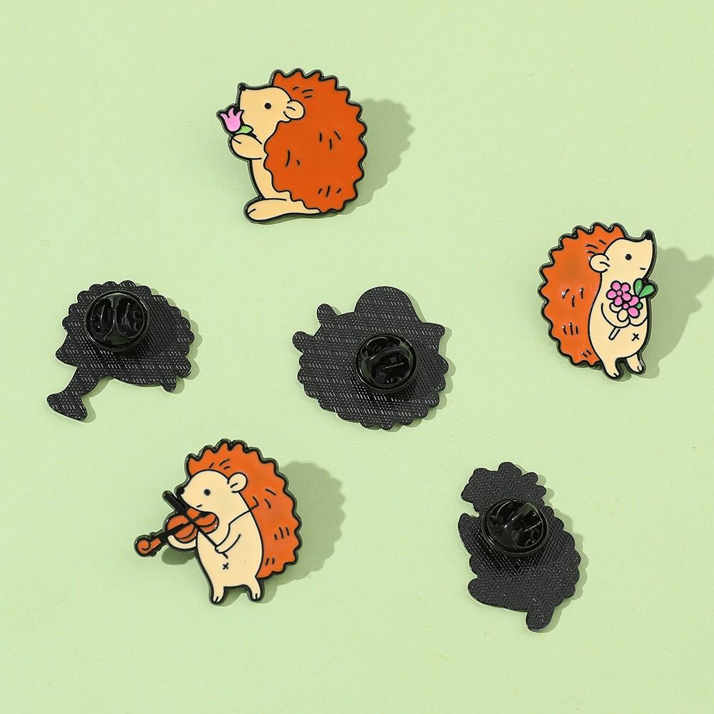 French Horn Zinc Zinc Alloy Musician Audience Pin Enamel Badge Cartoon Hedgehog Brooch Backpack Decoration